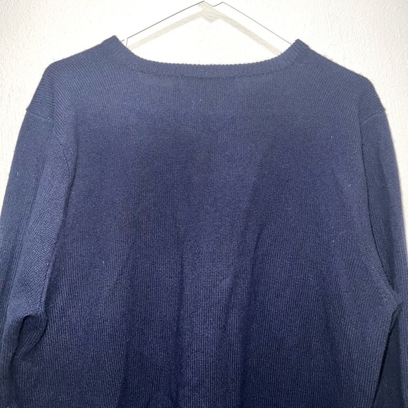 Polo by Ralph Lauren Blue V-Neck Lambs Wool Sweater - Picture 4 of 7